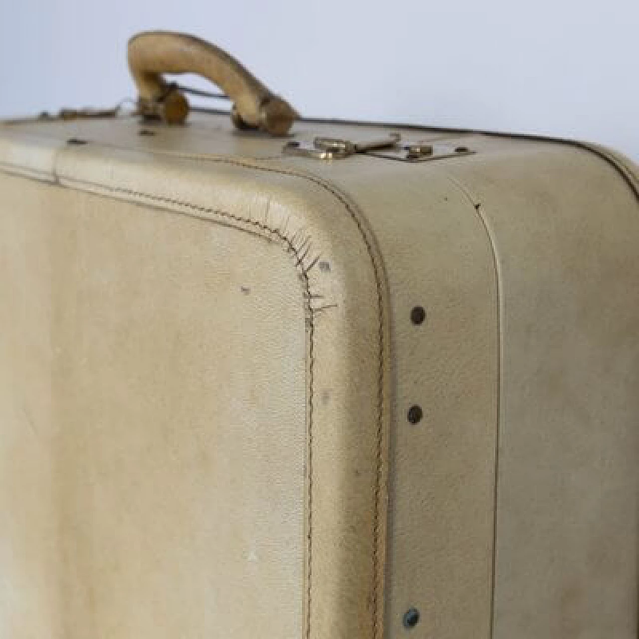 Leather suitcase with fabric lining, 1960s 4