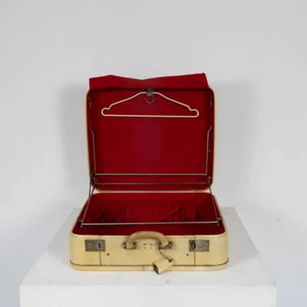 Leather suitcase with fabric lining, 1960s 8
