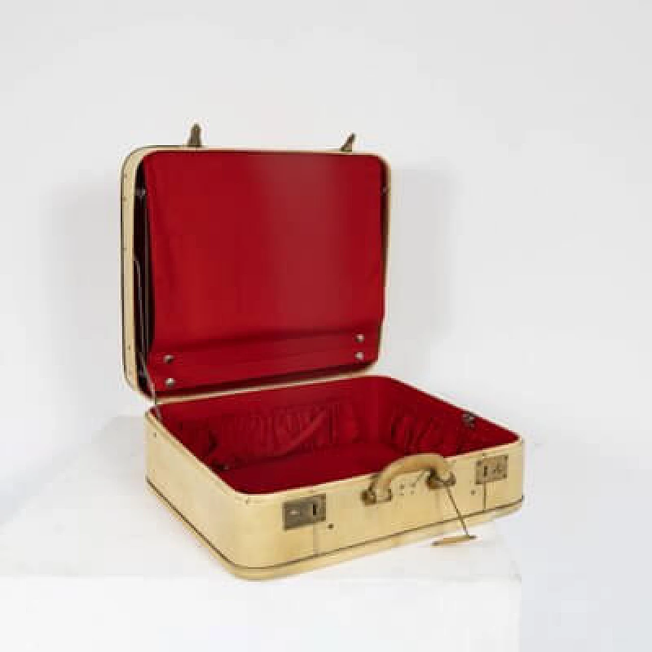 Leather suitcase with fabric lining, 1960s 10