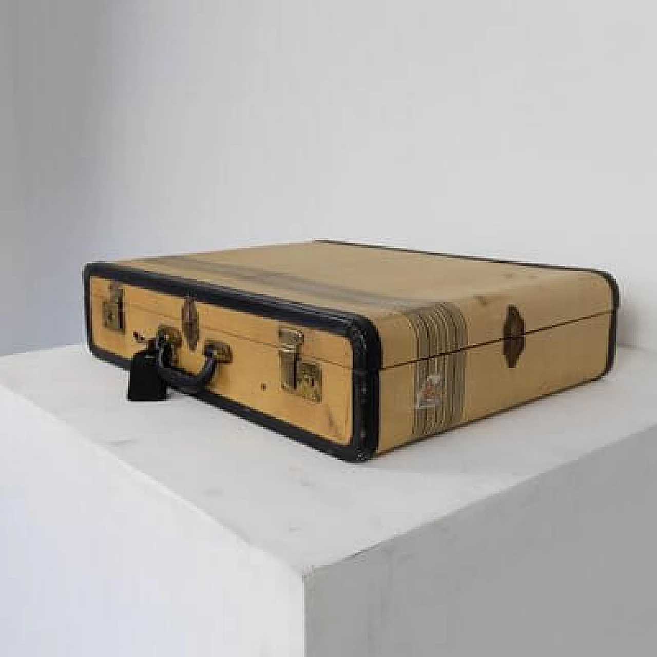 Leather and parchment case with blue lining, 1960s 1