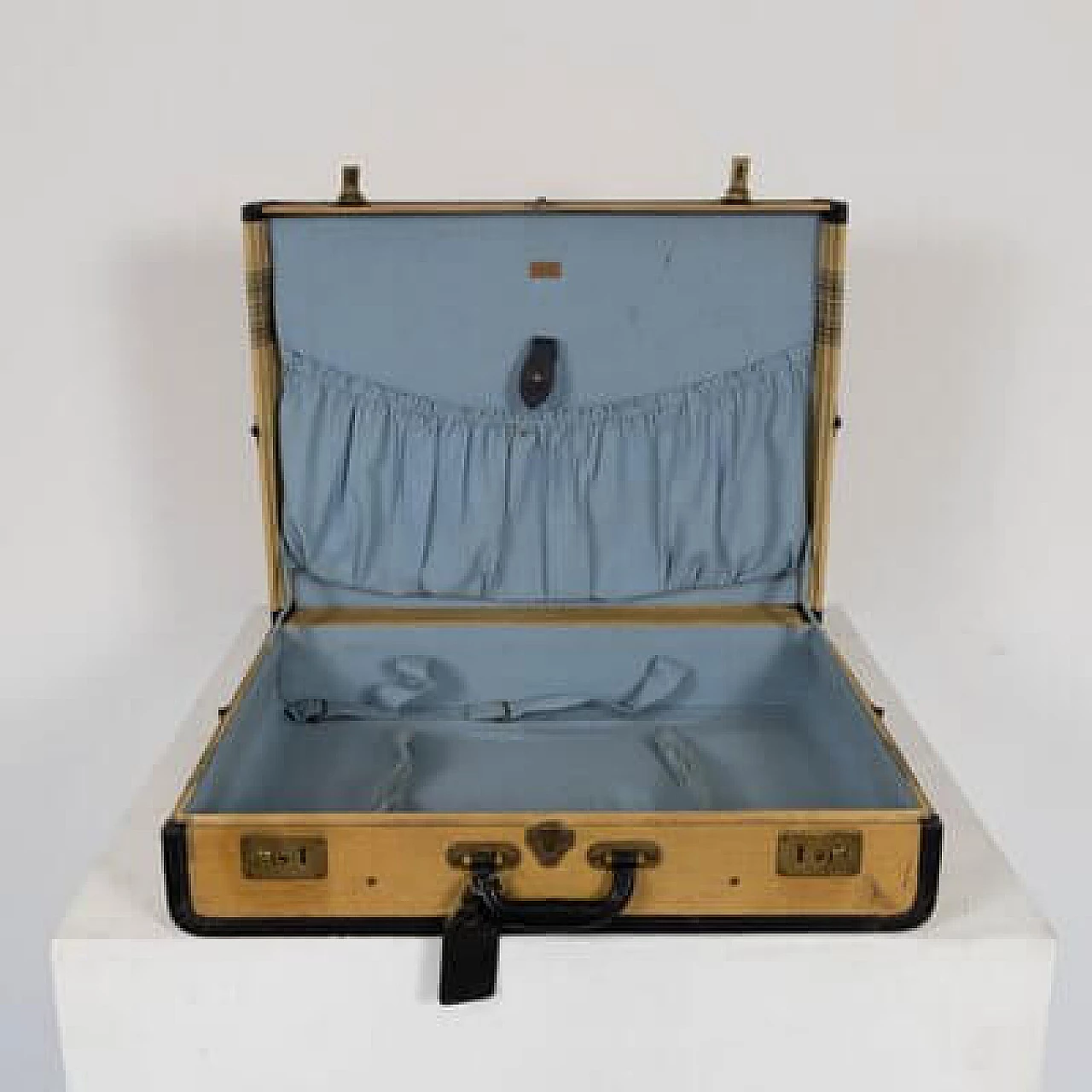Leather and parchment case with blue lining, 1960s 5
