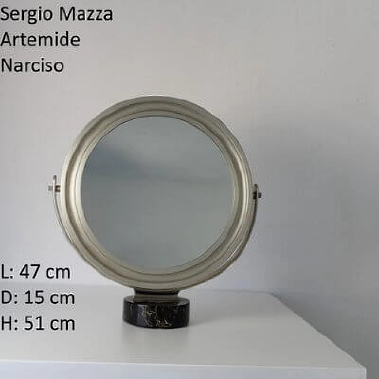 Specchio da tavolo Narciso di Sergio Mazza per Artemide, anni '60 6