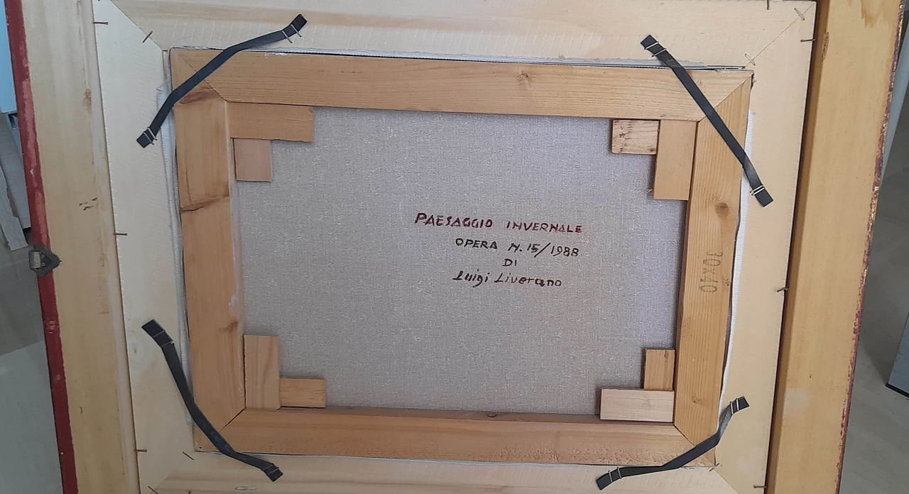Luigi Liverano, Paesaggio invernale, dipinto su tela, 1988 1