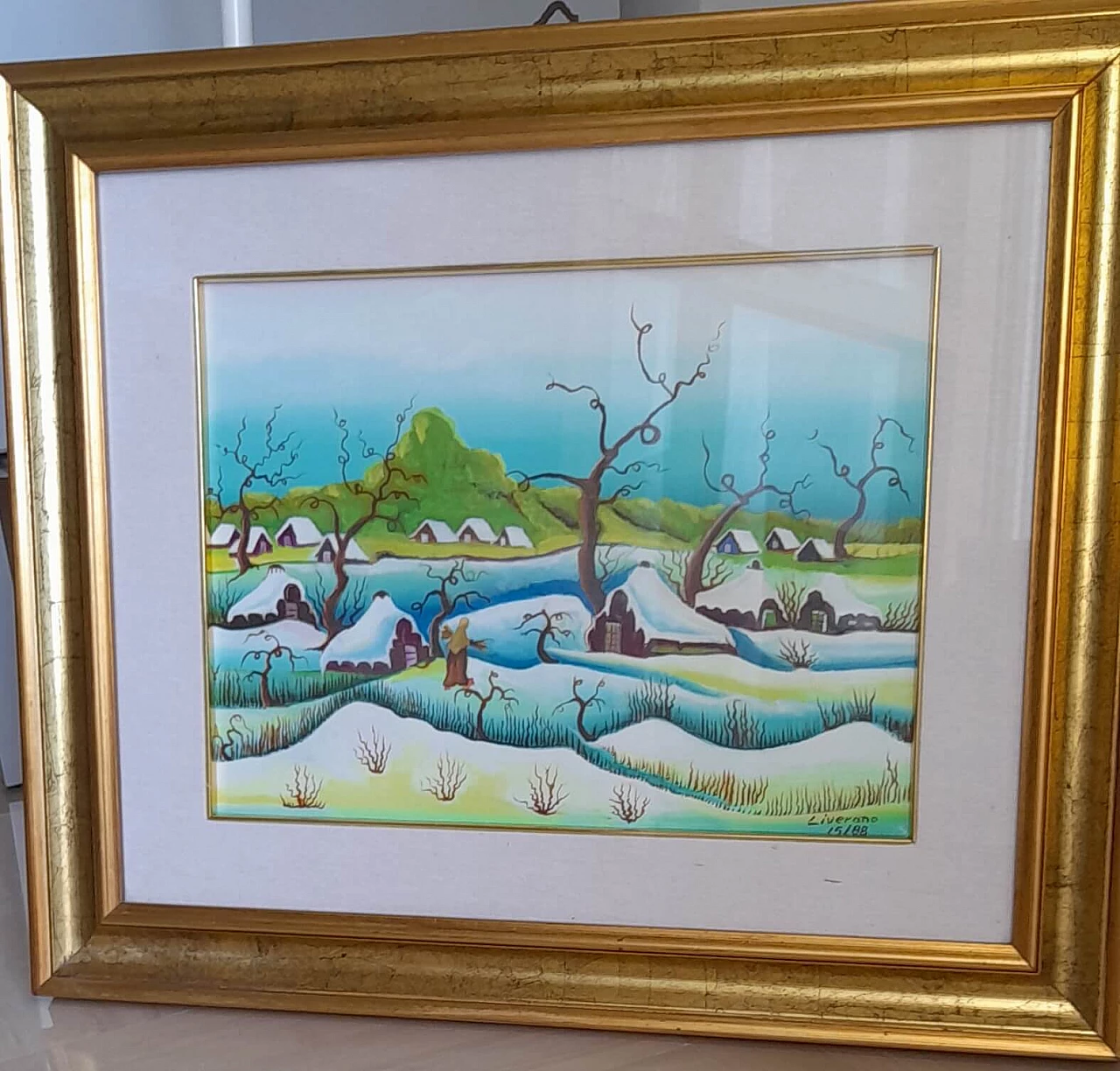 Luigi Liverano, Paesaggio invernale, dipinto su tela, 1988 2