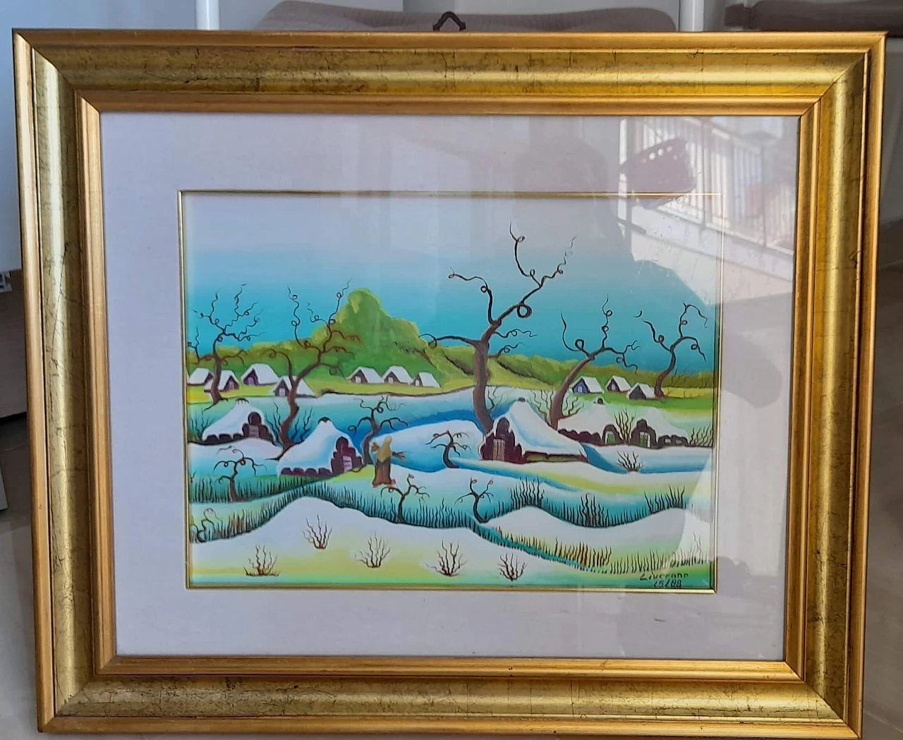 Luigi Liverano, Paesaggio invernale, dipinto su tela, 1988 3