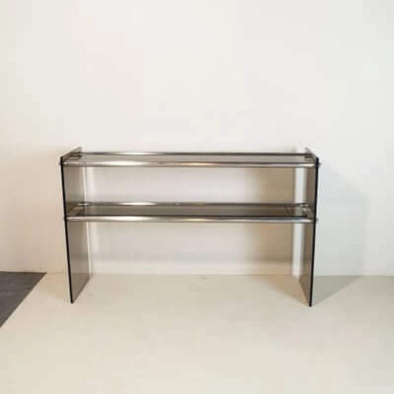 Chromed and smoked glass console by Cristal Art, 1970s 1