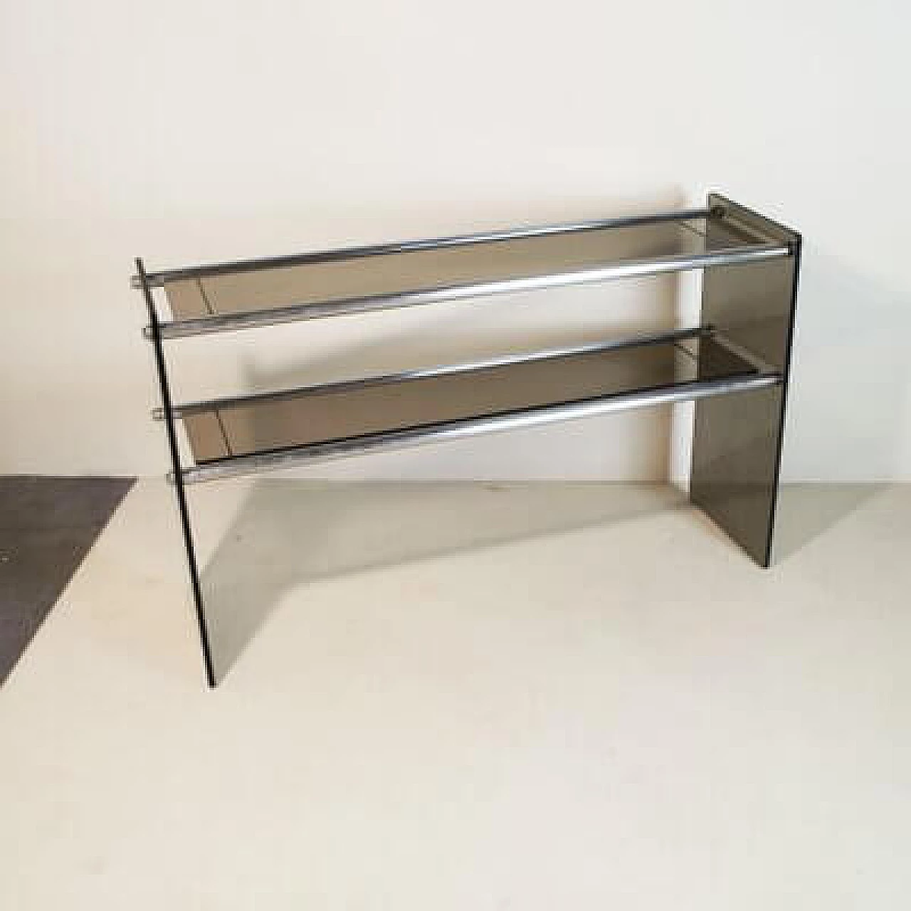 Chromed and smoked glass console by Cristal Art, 1970s 2