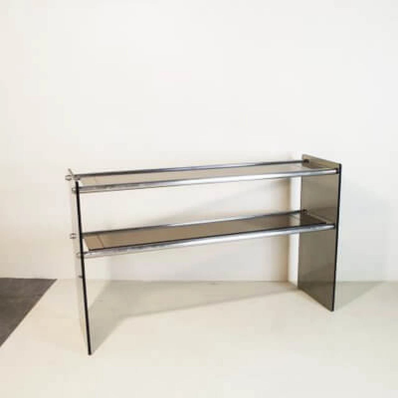 Chromed and smoked glass console by Cristal Art, 1970s 3