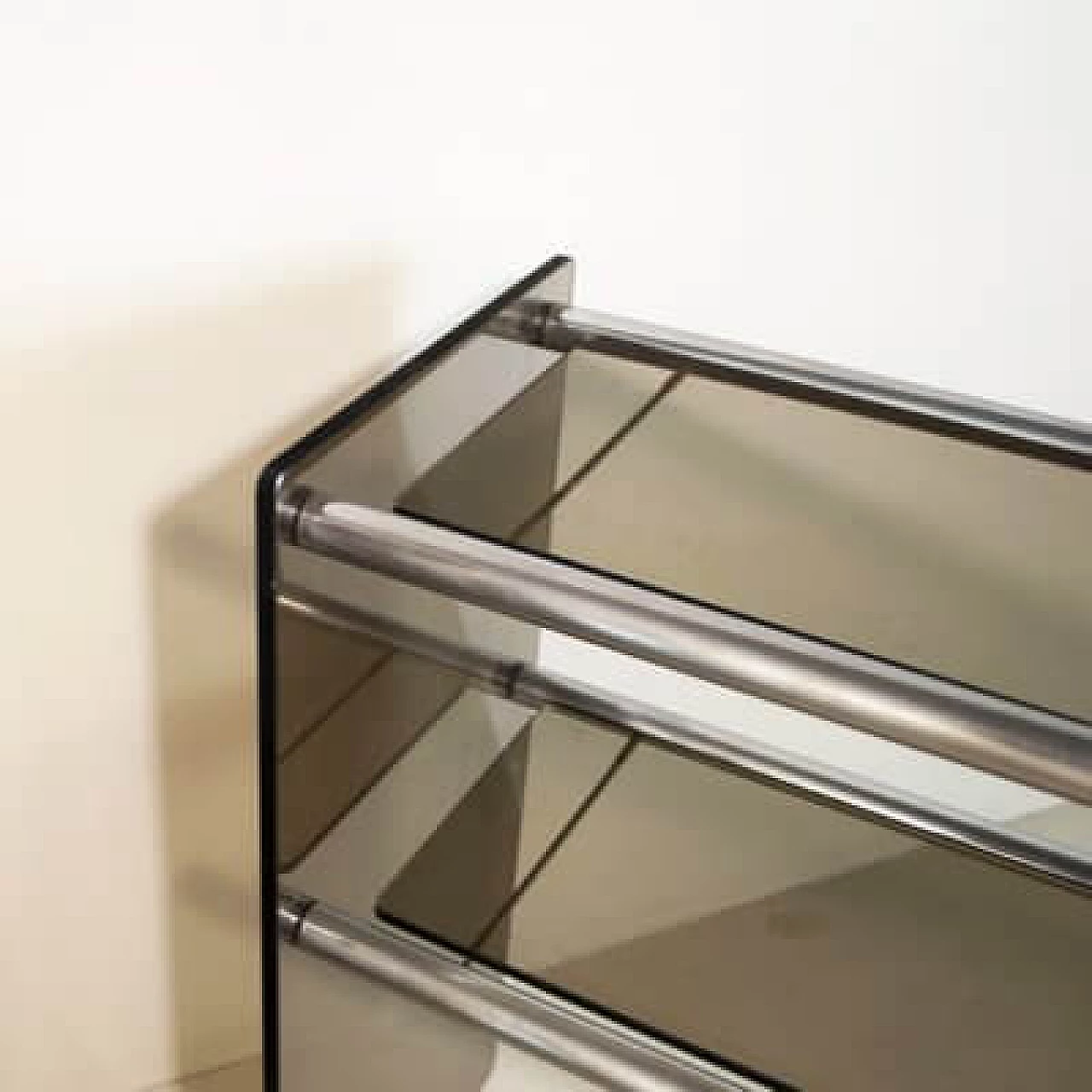 Chromed and smoked glass console by Cristal Art, 1970s 5