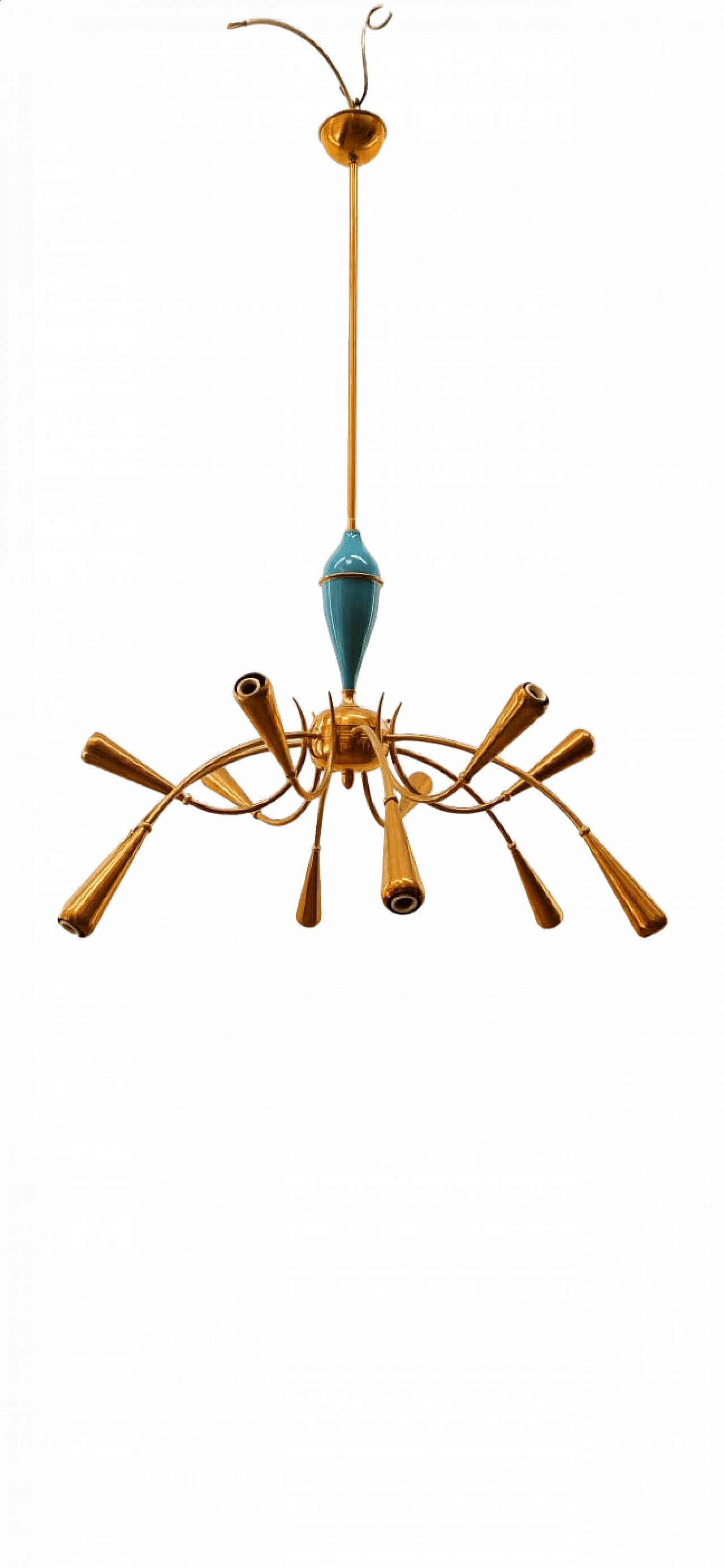 12 Light chandelier in brass and aluminum by Stilnovo, 1960s 8