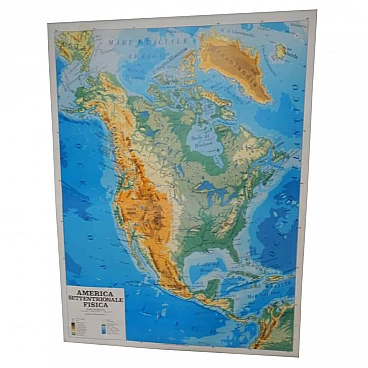 Physical and political North America map, 1990s