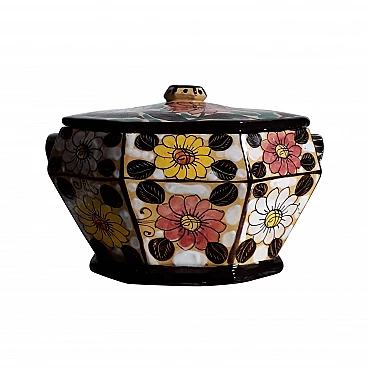 Bowl with lid in ceramic by Aristide Corradini, 1930s
