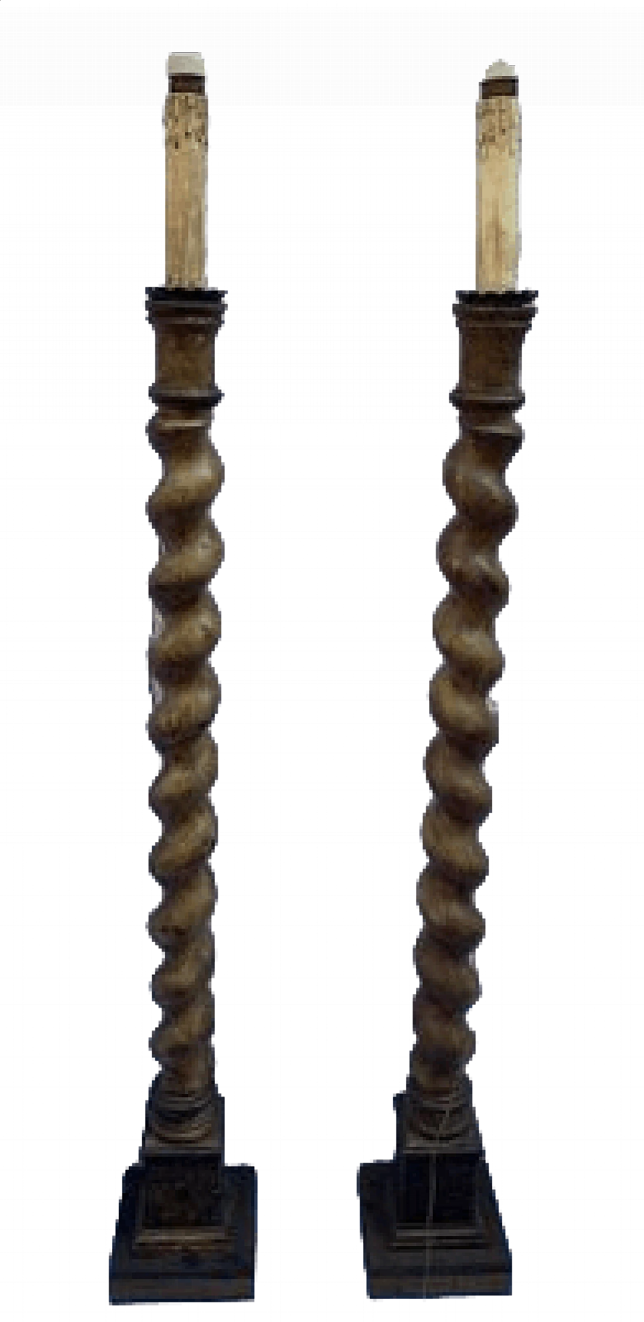 Coppia di lampade da terra tortili a candelabro, '800 7