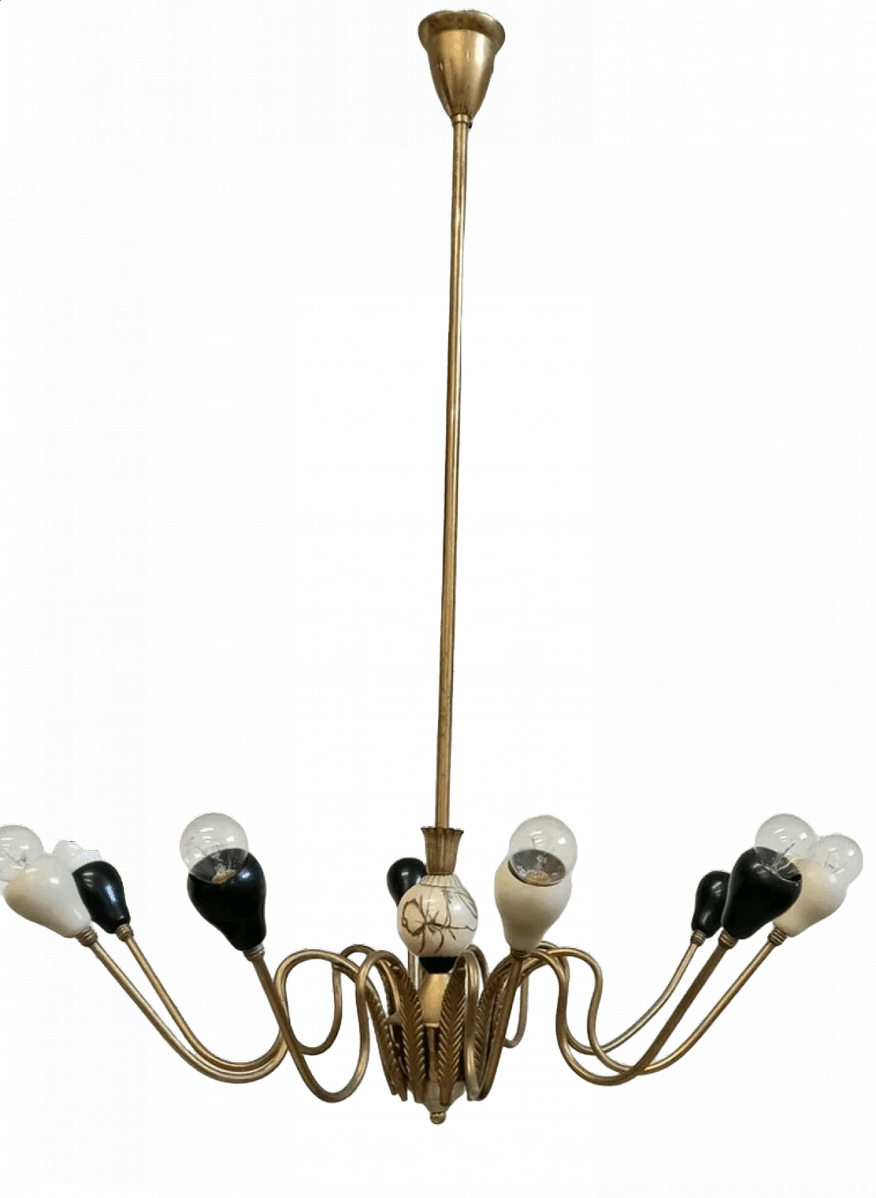 Chandelier in metal and brass, 1960s 6