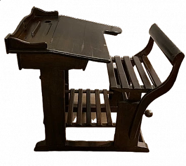 Writing desk in mahogany with adjustable seat and base, early 1900s