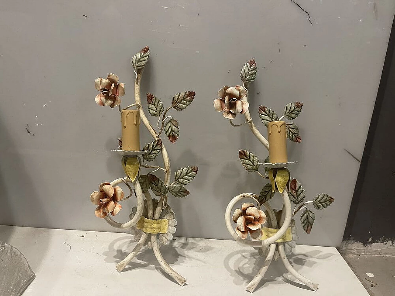 Pair of flower sconces, 1960s 8
