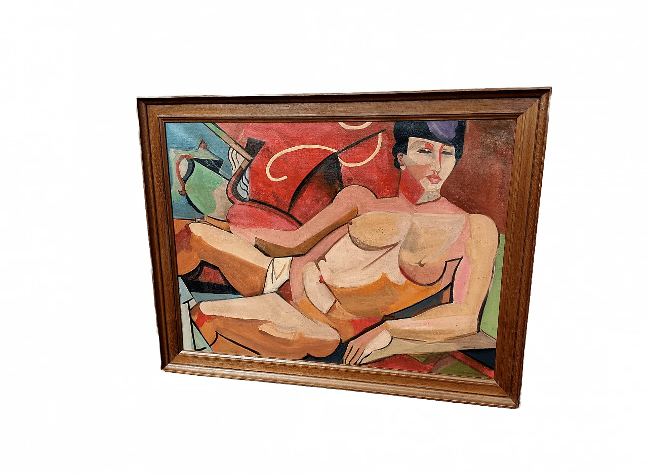 Oil on canvas with walnut frame, 1930s 1