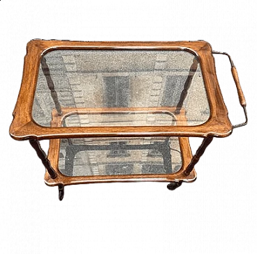 Service trolley in walnut and brass, 1960s