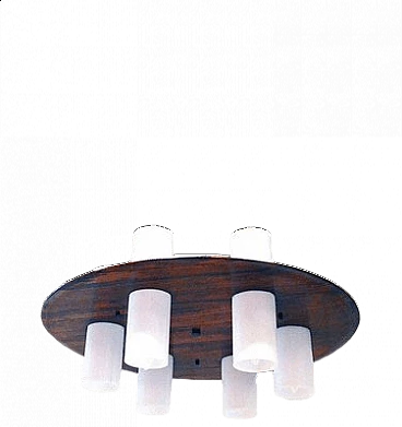Ceiling lamp by Stilux Milano in rosewood and methacrylate, 1960s