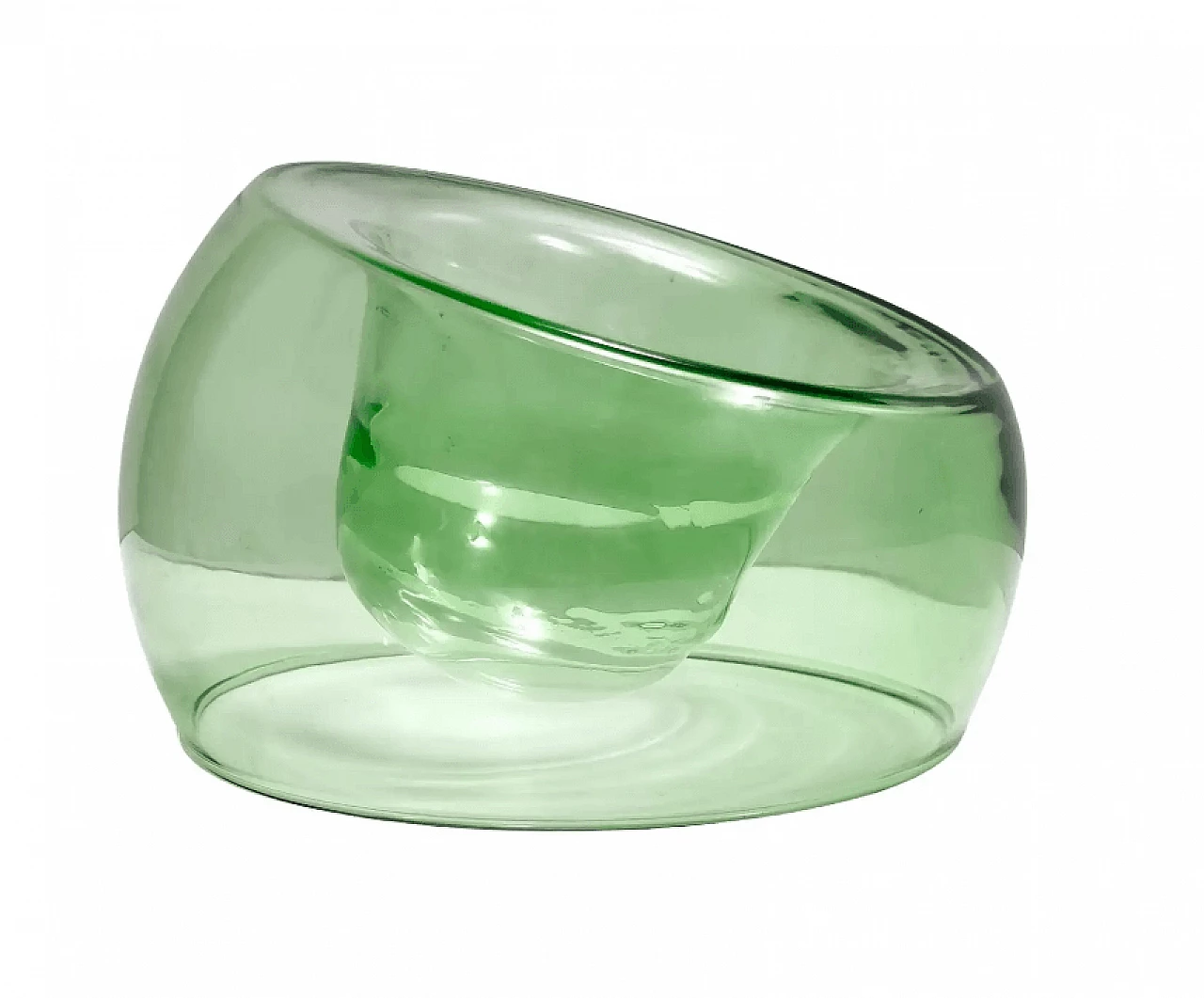Ciotola centrotavola o vide-poche in vetro di Murano verde attribuibile a Toni Zuccheri, anni '70 1