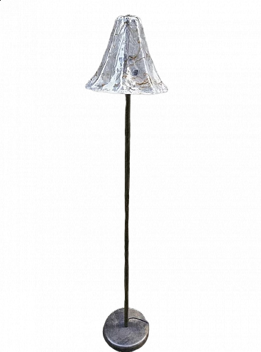 Floor lamp in glass and burnished brass, 1980s