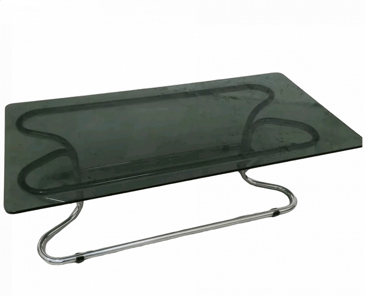 Coffee table in metal with smoked glass top, 1970s 5