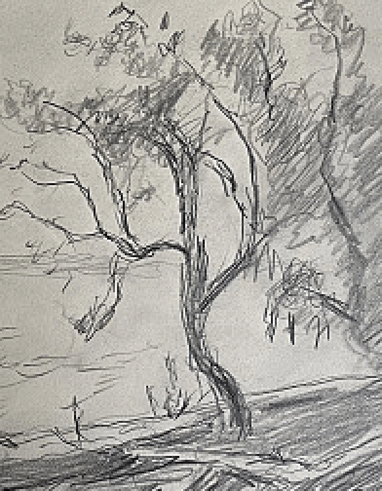 Lago d'Iseo di Arturo Tosi, matita su carta, anni '40 3