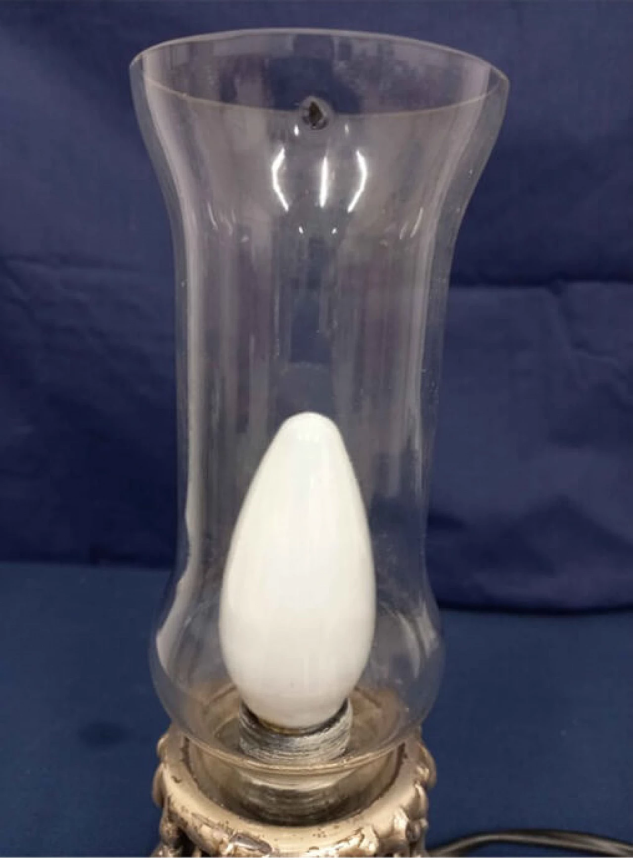 Lampada da tavolo con scultura argento di Ottaviani 2