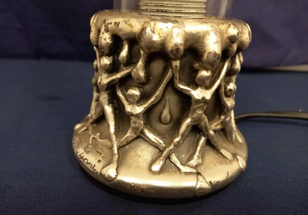 Lampada da tavolo con scultura argento di Ottaviani 5