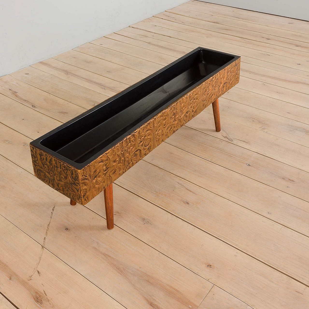 Scandinavian copper planter floor flower box, 1980s 10