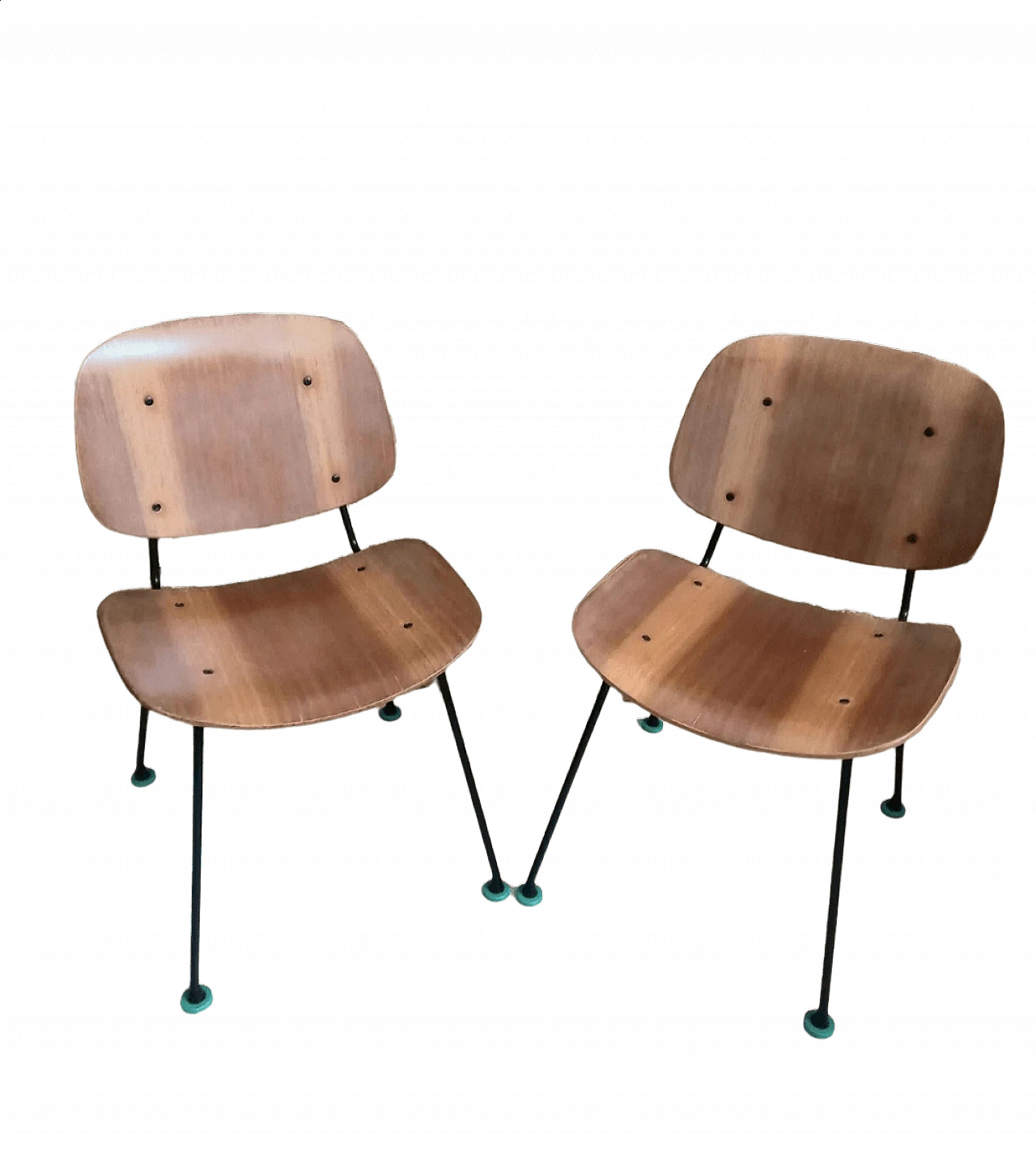 Coppia di sedie in legno e plastica, anni '60 6