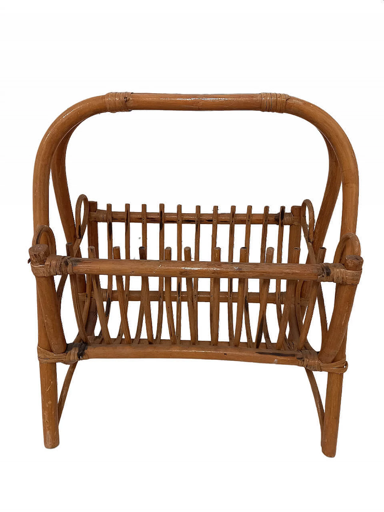 Wicker and bamboo magazine rack, 1970s 9