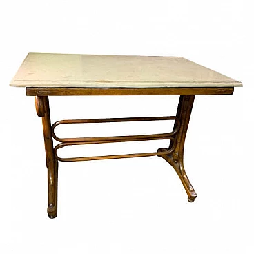 Tavolo in legno con piano in marmo di Michael Thonet, inizio '900