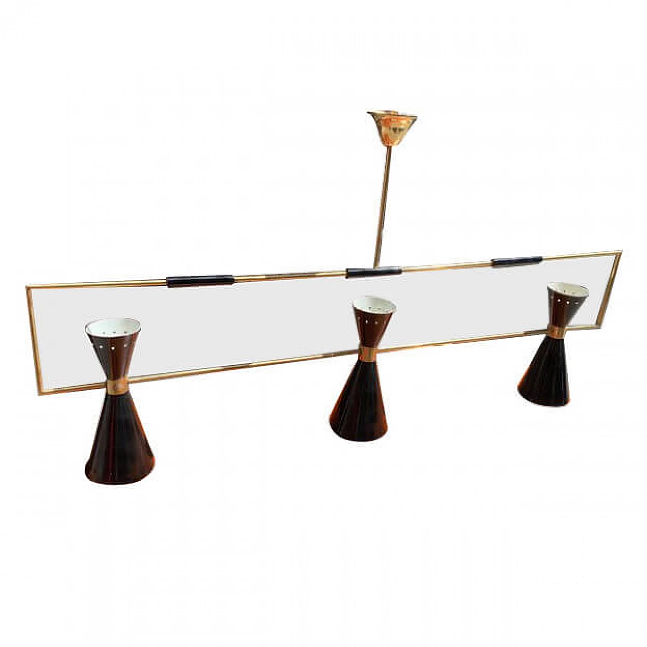 Counter chandelier in brass by Stilnovo, 1950s 7