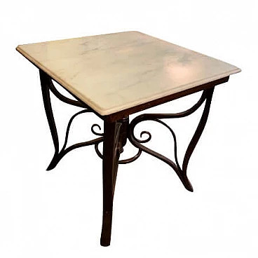 Table in beech with marble top by Michael Thonet, early 1900s
