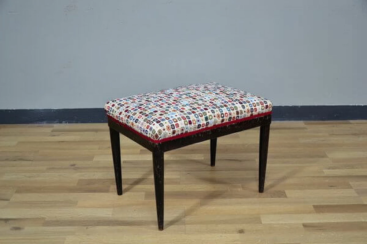 Upholstered and covered stool, 1950s 1