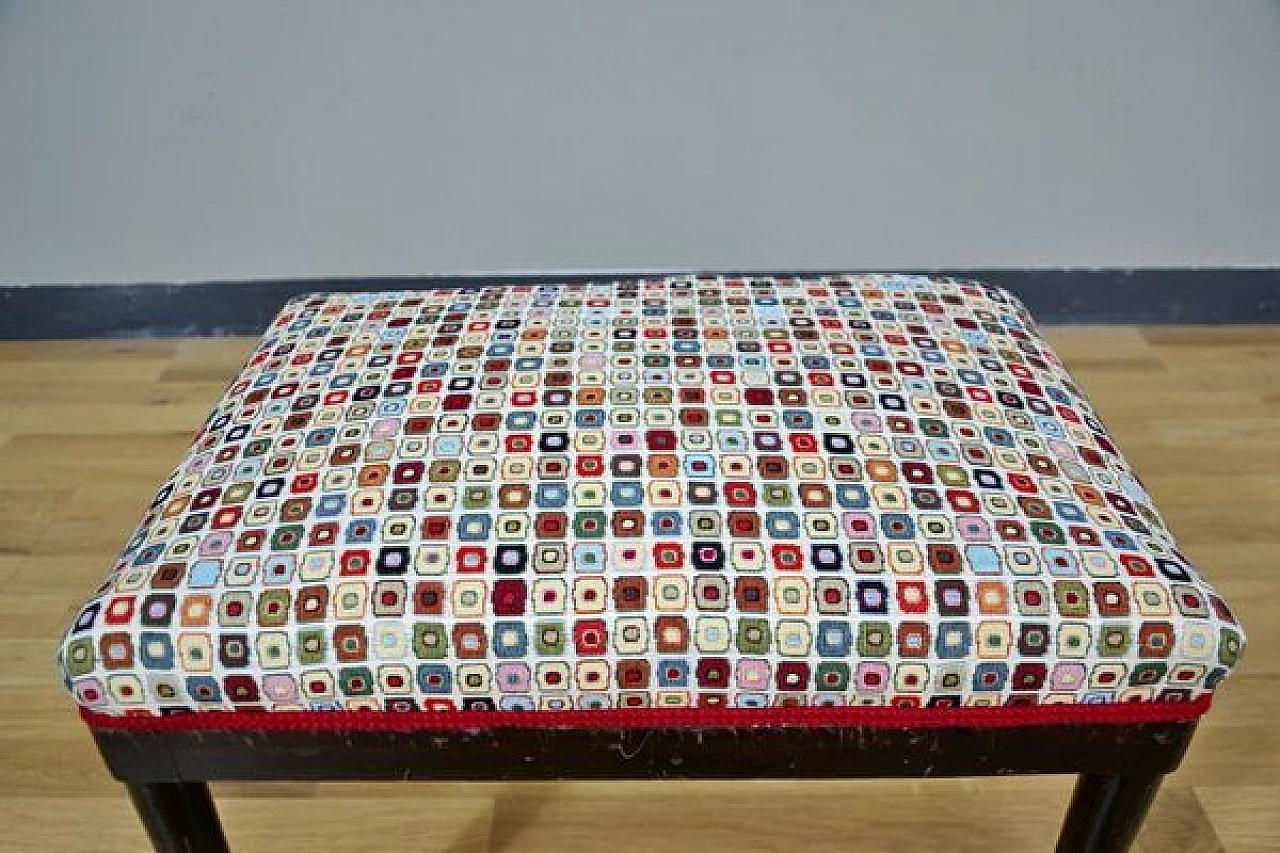 Upholstered and covered stool, 1950s 2