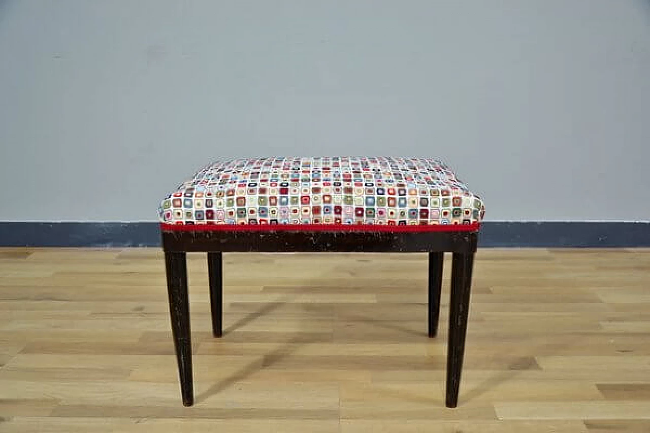 Upholstered and covered stool, 1950s 3