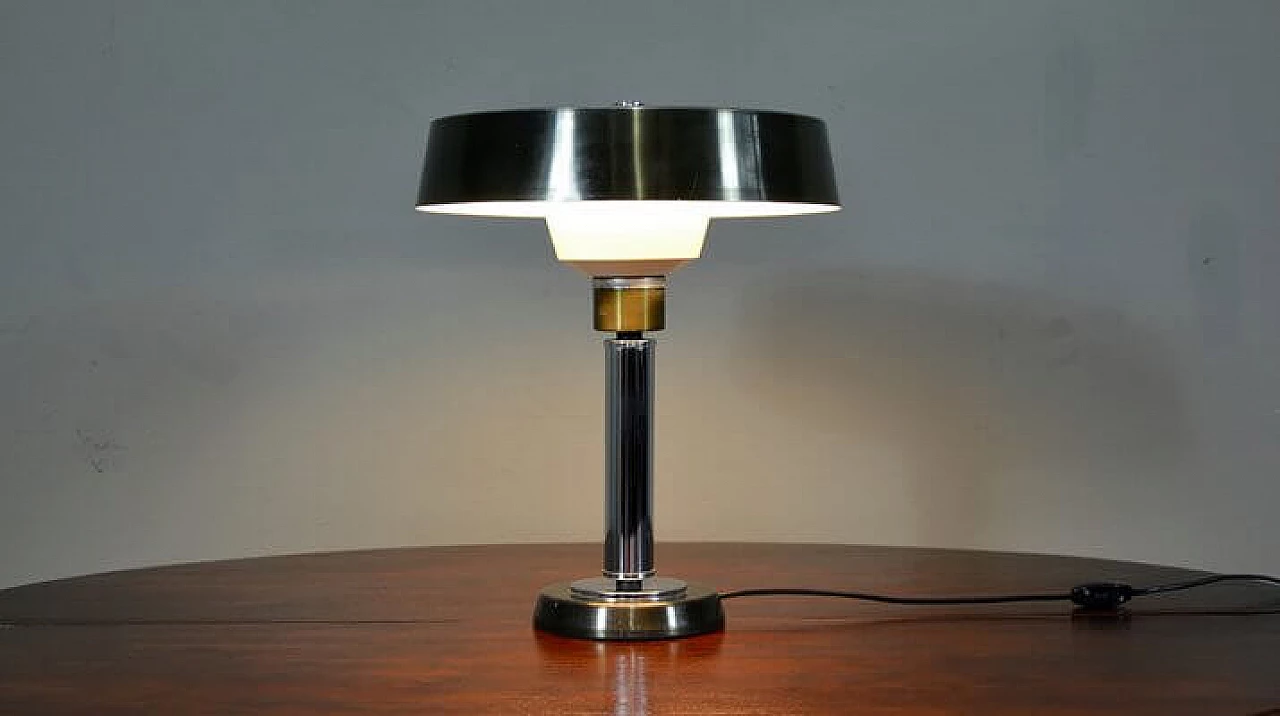 Green enamelled metal table lamp, 1960s 1