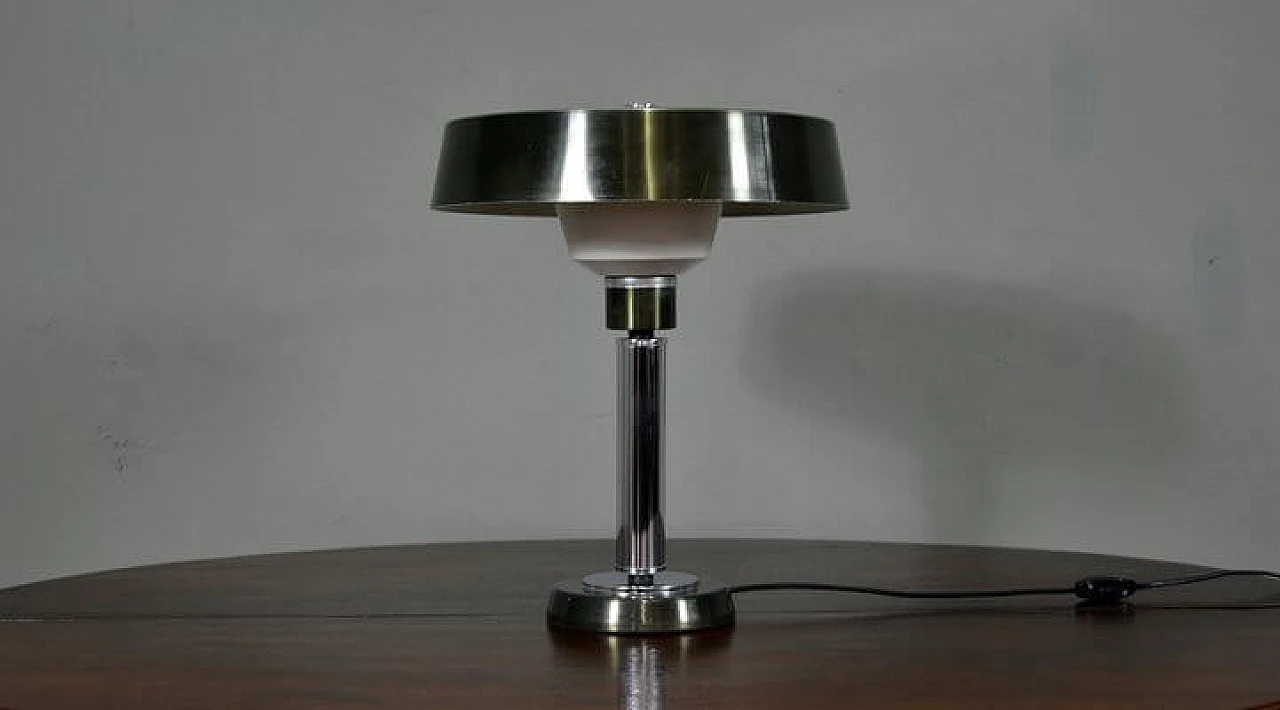 Green enamelled metal table lamp, 1960s 2