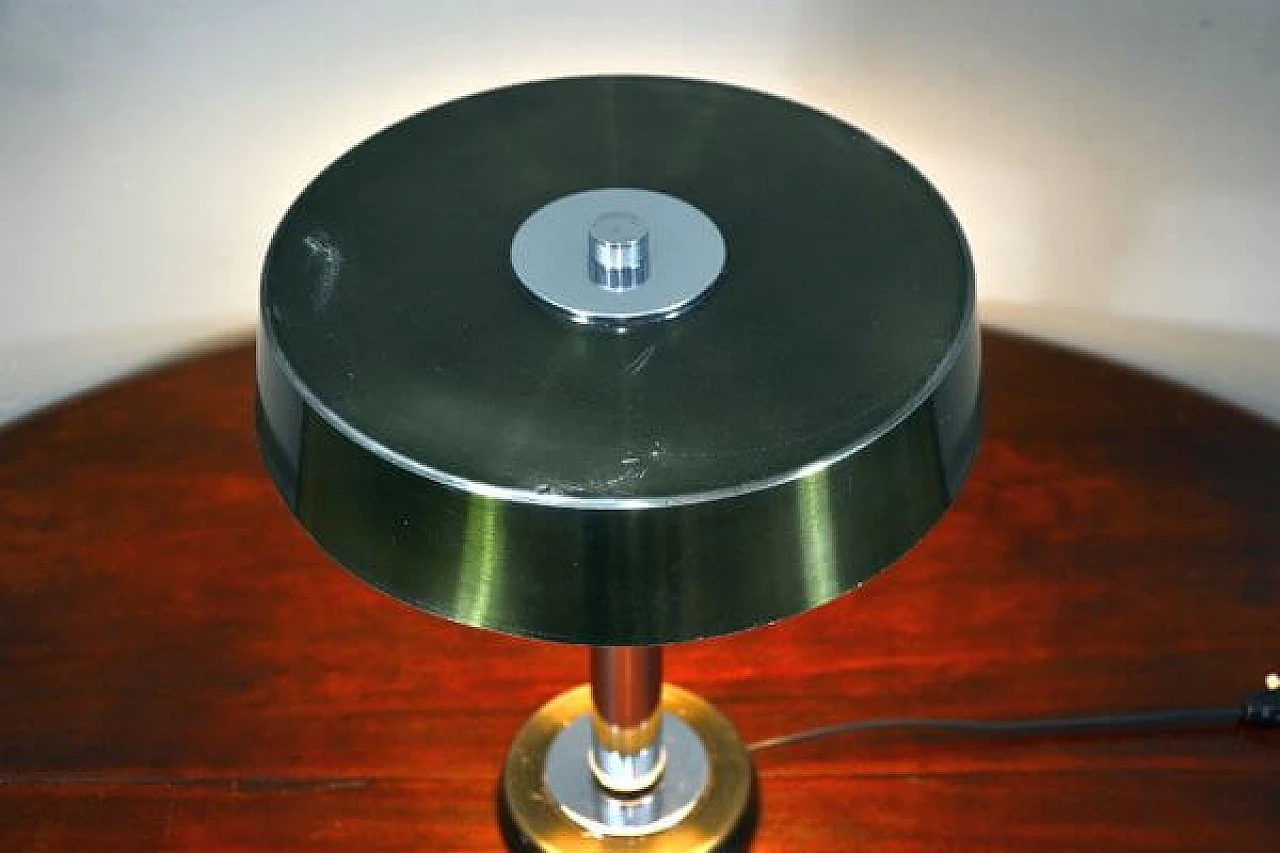 Green enamelled metal table lamp, 1960s 4