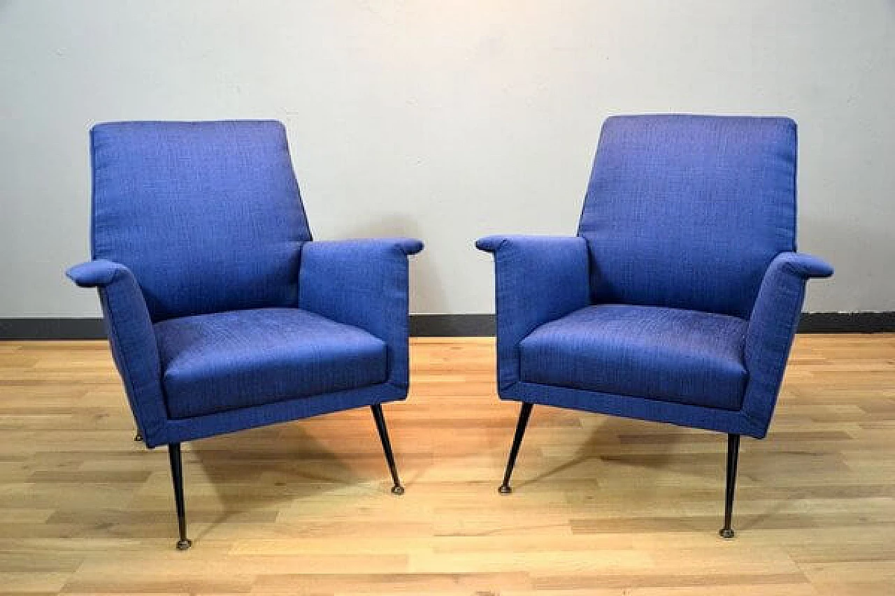 Pair of fabric armchairs, 1960s 1