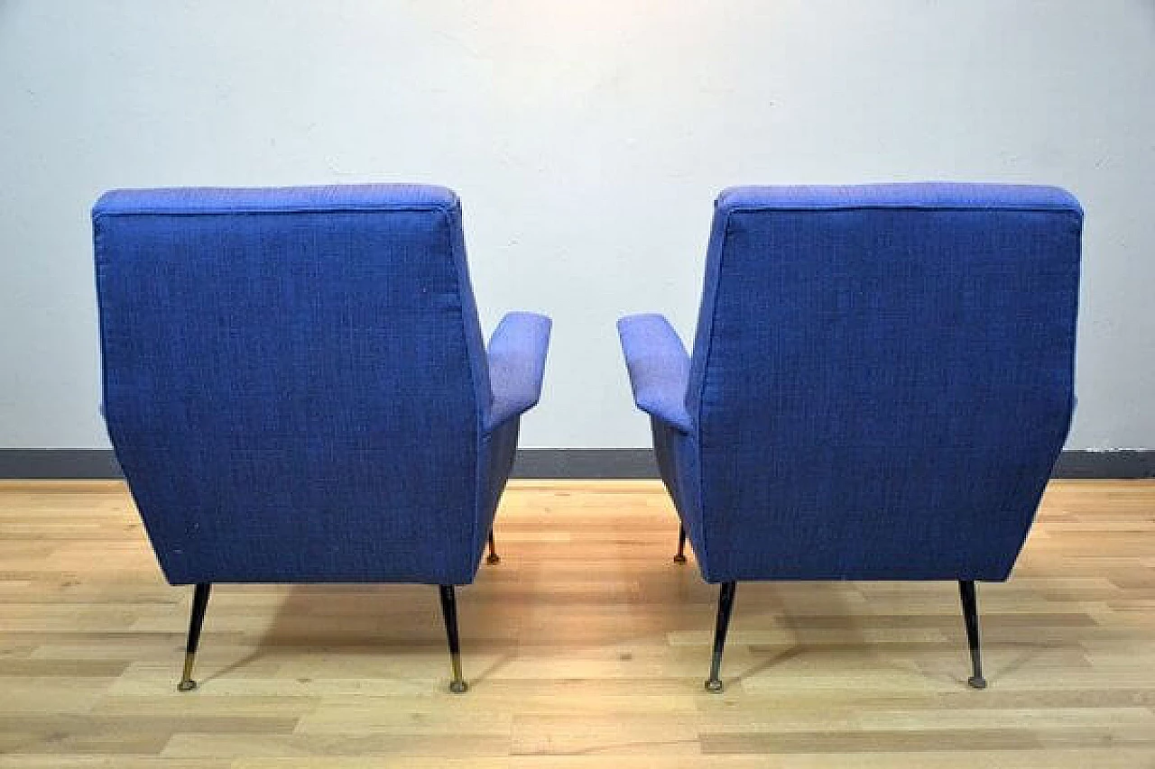Pair of fabric armchairs, 1960s 3