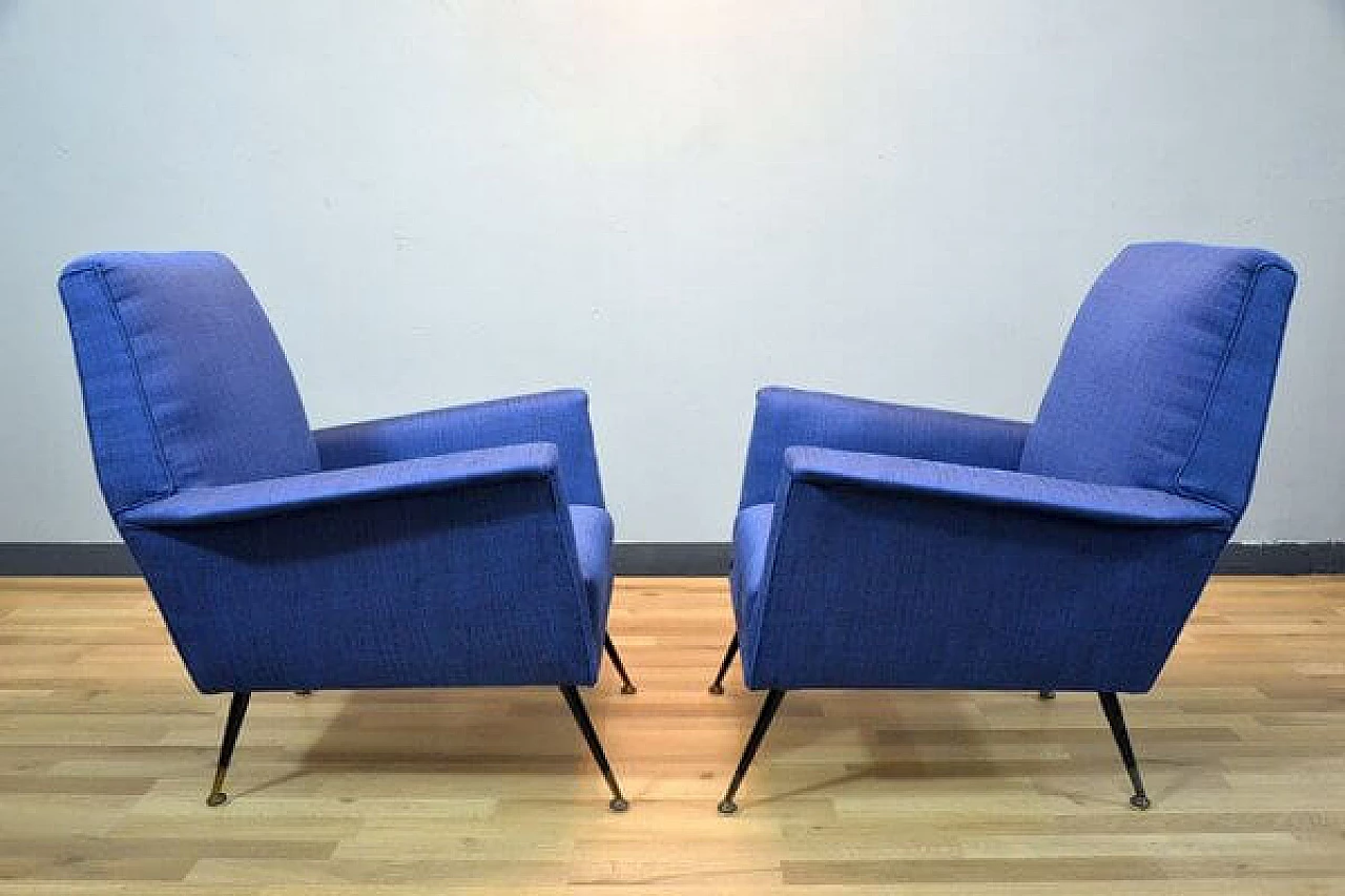 Pair of fabric armchairs, 1960s 4