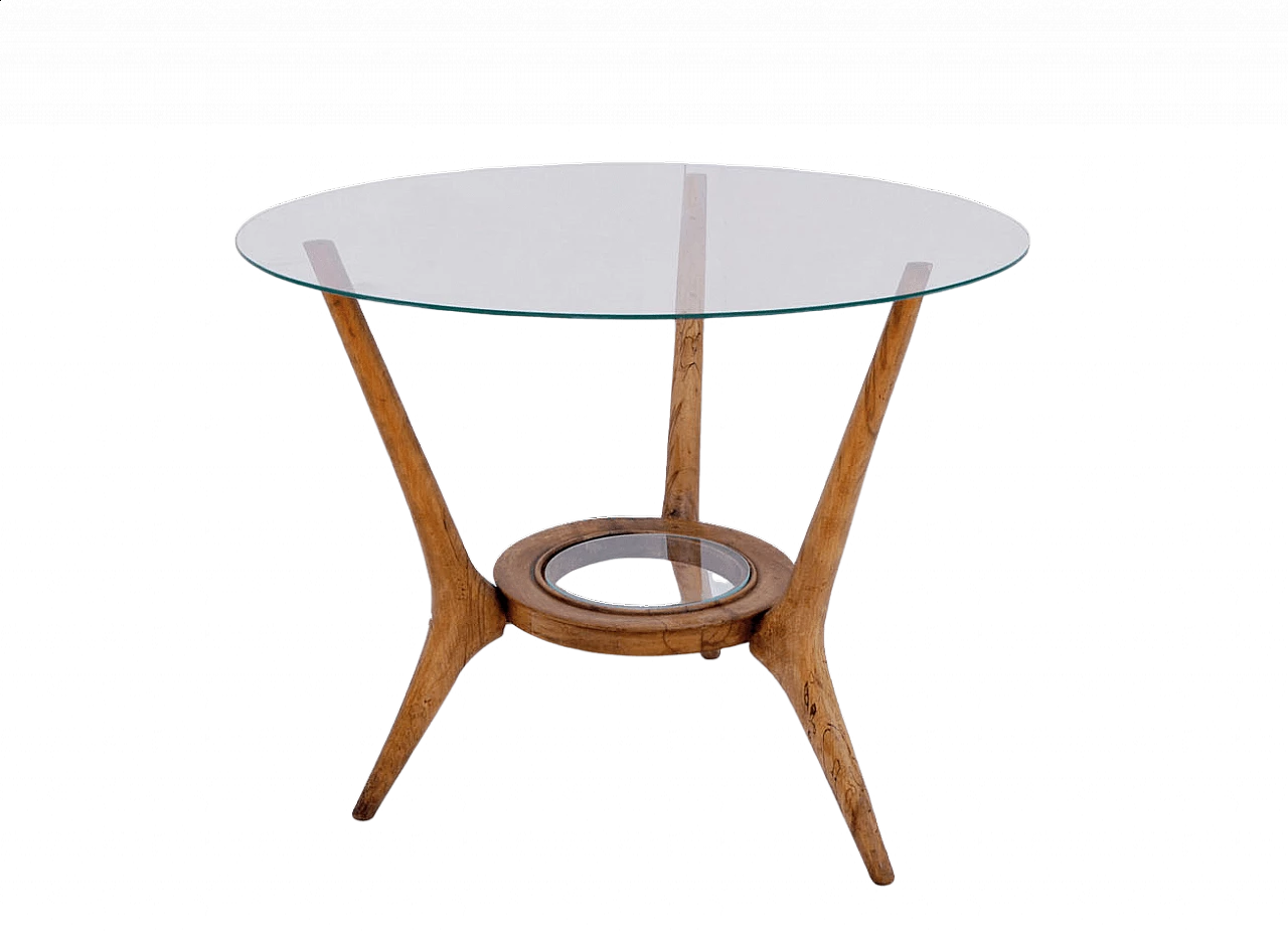 Coffee table with round glass, 1950s 5