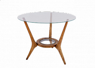 Coffee table with round glass, 1950s