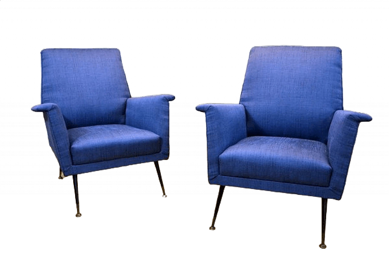 Pair of fabric armchairs, 1960s 10