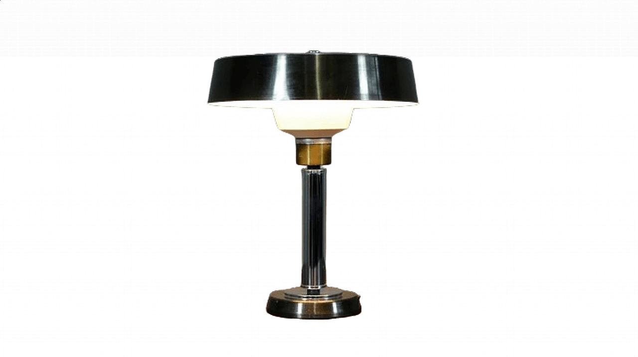 Green enamelled metal table lamp, 1960s 8