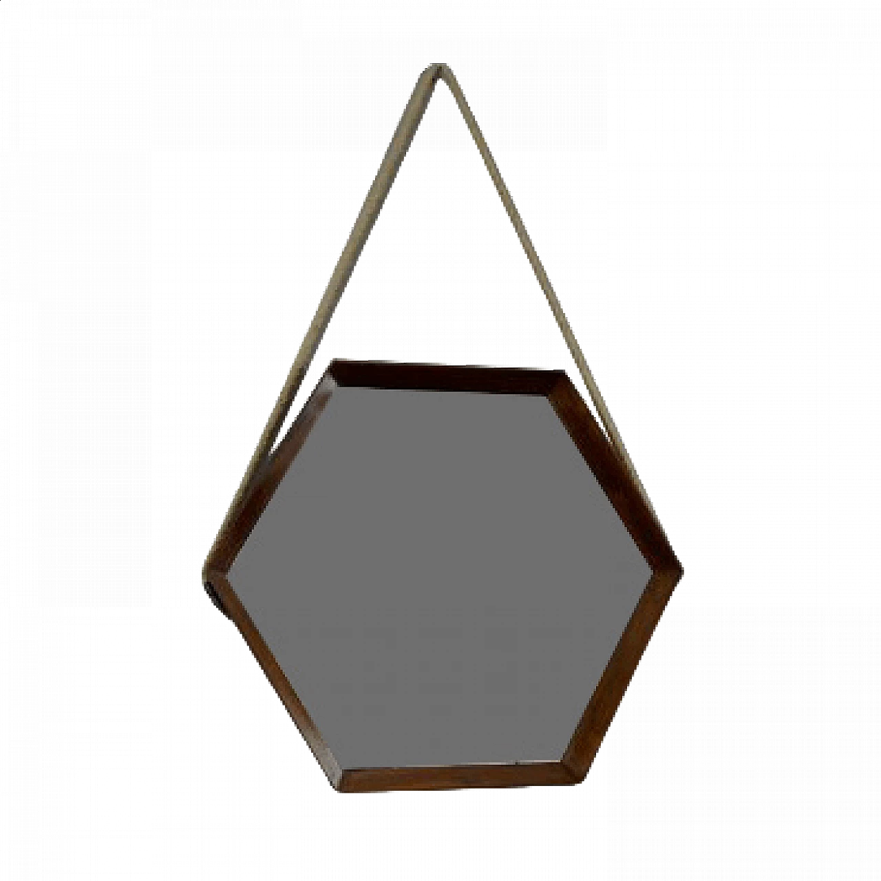 Hexagonal mirror in teak, 1960s 11