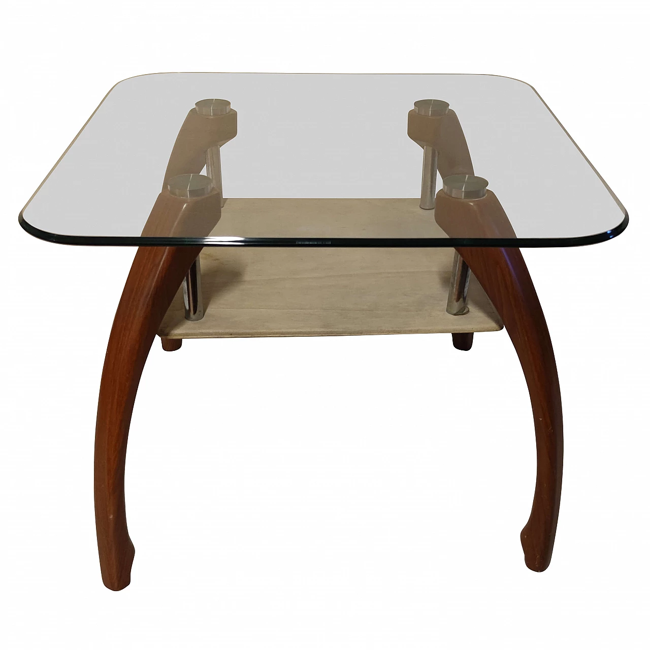 Tavolino da salotto in faggio e cristallo di Gavina, anni '70 5